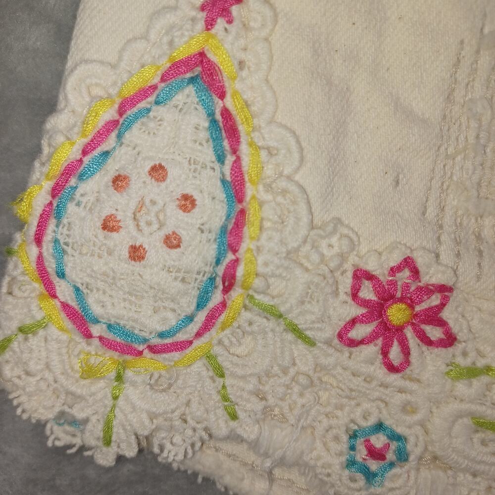 Y2K Mudd Crochet Low Denim Short Size 1 Cream Cutoff Shortie Festival Indie Boho - Picture 4 of 12